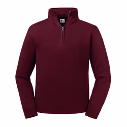 Russell Mens Authentic Zip Neck Sweatshirt - XS, Burgundy