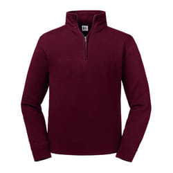 Russell Mens Authentic Zip Neck Sweatshirt - 4XL, Burgundy