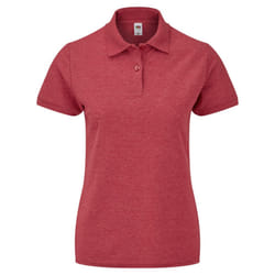 Fruit Of The Loom Womens Lady-Fit 65/35 Short Sleeve Polo Shirt - XS, Heather Red