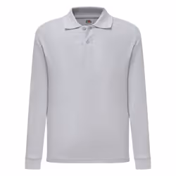 Fruit Of The Loom Childrens Long Sleeve 65/35 Pique Polo / Childrens Polo Shirts - 3-4, Dark Heather