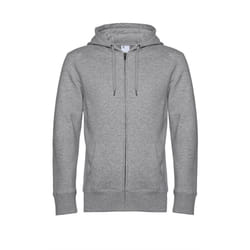 B&C Mens King Zipped Hooded Sweat - XS, Heather Grey