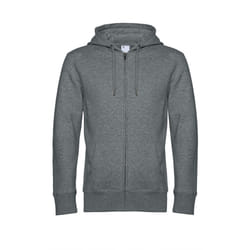 B&C Mens King Zipped Hooded Sweat - S, Heather Mid Grey