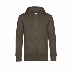 B&C Mens King Zipped Hooded Sweat - XS, Khaki