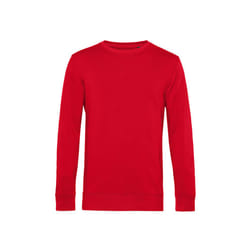 B&C Mens Organic Crew Neck Sweat - XS, Red