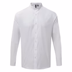 Premier Adults Unisex Long Sleeve Grandad Shirt - M, White