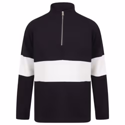 Front Row Unisex Adults Panelled Zip Neck Top - XS, Navy/White