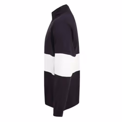 Front Row Unisex Adults Panelled Zip Neck Top - XS, Navy/White