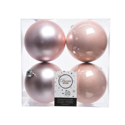 Kaemingk Shatterproof Plain Christmas Baubles (Pack Of 4) - 10cm, Blush Pink