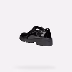 Geox Girls J Casey G E Leather Buckle Shoe - 1 UK, Black