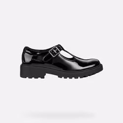 Geox Girls J Casey G E Leather Buckle Shoe - 1 UK, Black