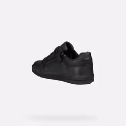 Geox J Arzach B. D Leather Lace Up Trainer - 6 UK Child, Black