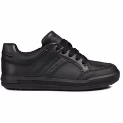 Geox J Arzach B. D Leather Lace Up Trainer - 6 UK Child, Black