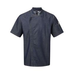 Premier Unisex Adults Chefs Zip-Close Short Sleeve Jacket - XL, Indigo Denim