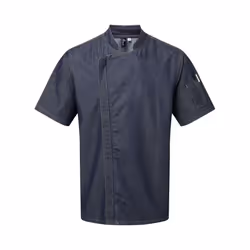 Premier Unisex Adults Chefs Zip-Close Short Sleeve Jacket - XS, Indigo Denim