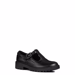 Geox Girls J Casey G. E Leather School Shoe - 3 UK, Black