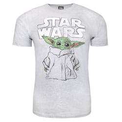 Star Wars: The Mandalorian Unisex Adult The Child Sketch T-Shirt - M, Heather Grey