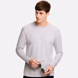 Fruit of the Loom Mens Iconic 150 Long-Sleeved T-Shirt - M, Grey Heather