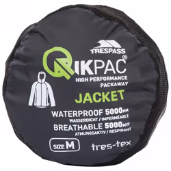 Trespass Qikpac X Unisex Packaway Jacket - XS, Flint