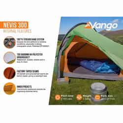 Vango Nevis 300 Tent - 3 Man Trekking/Backpacking Tent