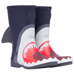 Joules Boys Roll Up Flexible Printed Welly / Navy Shark 214820 / 10 (EU28)