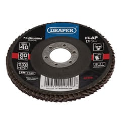 Draper 115MM FLAP DISC 40G ALOX 82356 Aluminium Oxide Flap Discs, 115 x 22.23mm
