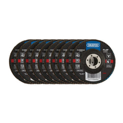 Draper Aluminium Oxide Flap Discs, 115 x 22.23mm (Pack of 10)82961 82961 Aluminium Oxide Flap Discs, 115 x 22.23mm (Pack of 10)