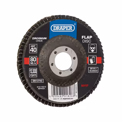 Draper 115MM FLAP DISC 40G ZR 83157 Zirconium Oxide Flap Discs, 115 x 22.23mm