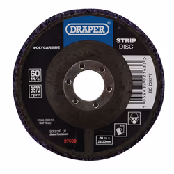 Draper 115MM POLYSTRIP DISC PURPLE 37608 Polycarbide Strip Disc, 115mm, 22.23mm, 180 Grit, Purple