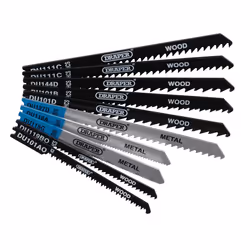 Draper 10PC J/S BLADE SET U SHANK 43470 Assorted BIM and HCS Jigsaw Blade Set for Wood and Metal (10 Piece)