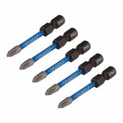 Draper PH1X50MM IMPACT S/D BIT 5PK 05498 Cross Slot/PH Type Impact Screwdriver Bits, 1/4" Hex