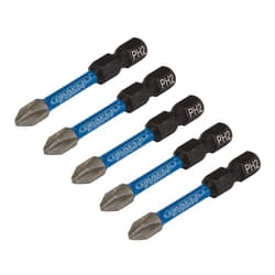 Draper PH2X50MM IMPACT S/D BIT 5PK 05499 Cross Slot/PH Type Impact Screwdriver Bits, 1/4" Hex