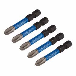 Draper PH3X50MM IMPACT S/D BIT 5PK 05645 Cross Slot/PH Type Impact Screwdriver Bits, 1/4" Hex