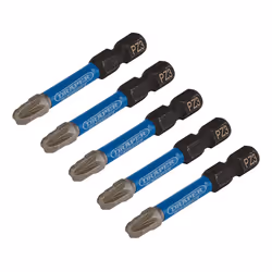 Draper PZ3X50MM IMPACT S/D BIT 5PK 05648 PZ-Type Impact Screwdriver Bits, 1/4" Hex