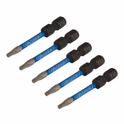 Draper T10X50MM IMPACT S/D BIT 5PK 05649 TX-STARÃ Impact Screwdriver Bits, 1/4" Hex