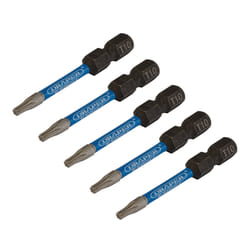 Draper T10X50MM IMPACT S/D BIT 5PK 05649 TX-STARÃ Impact Screwdriver Bits, 1/4" Hex