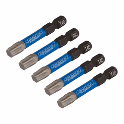 Draper T40X50MM IMPACT S/D BIT 5PK 05672 TX-STARÃ Impact Screwdriver Bits, 1/4" Hex