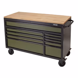 BUNKER® Workbench Roller Tool Cabinet, 10 Drawer, 56"", Green