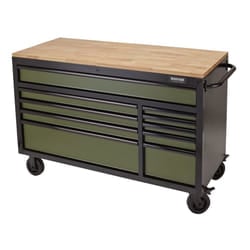 BUNKER&#174; Workbench Roller Tool Cabinet, 10 Drawer, 56"", Green