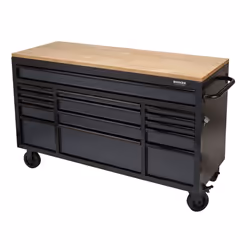 BUNKER® Workbench Roller Tool Cabinet, 15 Drawer, 61"", Grey