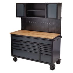 BUNKER&#174; Roller Workstation with Workbench, 10 Drawer, 56"", Grey