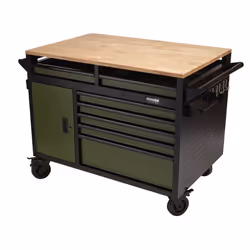 BUNKER® Multi-Functional Workbench Roller Tool Cabinet, 14 Drawer, 48"", Green