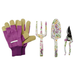 08993 Garden Tool Set with Floral Pattern (4 Piece), Heavy Duty, Purple