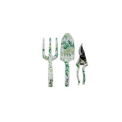 08994 Garden Tool Set with Floral Pattern (3 Piece), Heavy Duty, Green