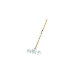 09994 Long Handled Steel Harrow Rake and Sacrifier, Silver