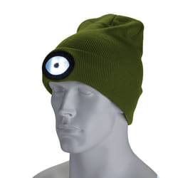 Draper BEANIE WITH TORCH - GREEN 10018 10018 Beanie Hat with Rechargeable Torch, One Size, 1W, 100 Lumens