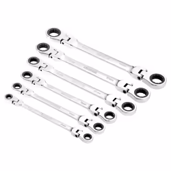 Draper 6PC FLEX RATC RING SPANNER SET 27762 27762 HI-TORQÃ Metric Flexible Head Double Ring Ratchet Spanner Set (6 Piece)