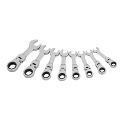 Draper 8PC STUBBY FLEX RACT. SPANNER 27982 27982 HI-TORQÃ Metric Stubby Flexible Head Ratchet Combination Spanner Set (8 Piece)