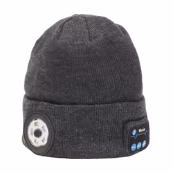 Draper BEANIE TORCH&HEADPHONES GREY 28351 28351 Smart Wireless Rechargeable Beanies with LED Head Torch