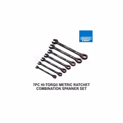 Draper Expert 7 Piece HI-TORQ Metric Ratchet Combination Spanner Set 8 - 19mm Black 100T 03895