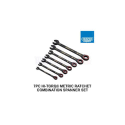 Draper Expert 7 Piece HI-TORQ Metric Ratchet Combination Spanner Set 8 - 19mm Black 100T 03895